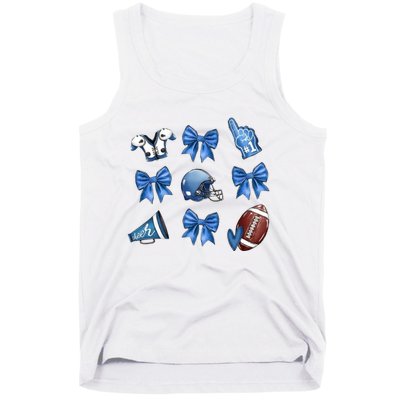 Blue Football Design Cheer Football Coquette Bows Retro Football Tank Top