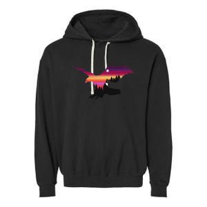 Beautiful Flying Eagle Surreal Sky Silhouette Garment-Dyed Fleece Hoodie