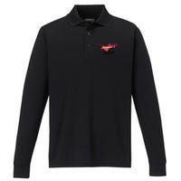 Beautiful Flying Eagle Surreal Sky Silhouette Performance Long Sleeve Polo