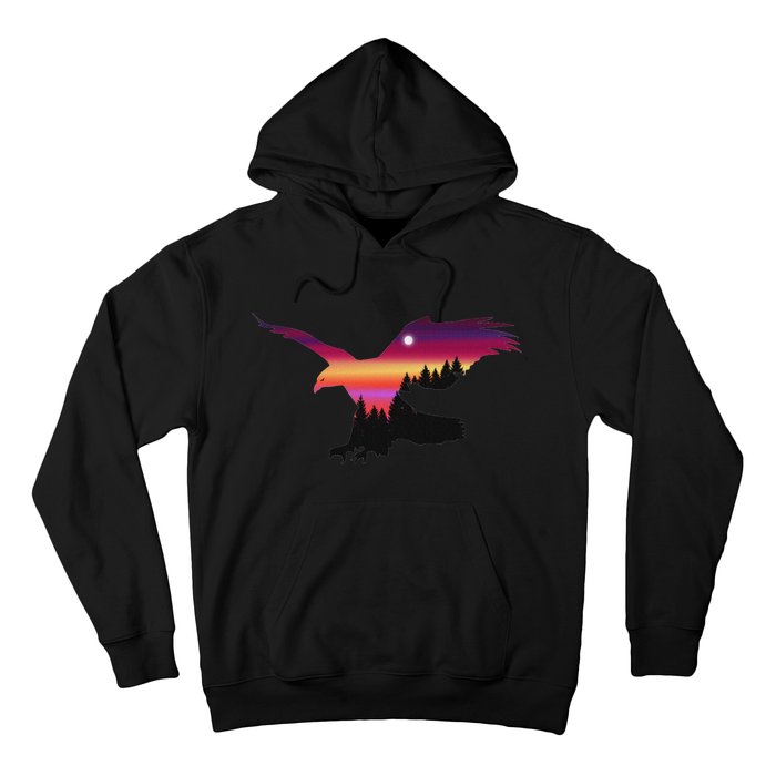 Beautiful Flying Eagle Surreal Sky Silhouette Hoodie