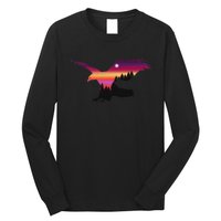 Beautiful Flying Eagle Surreal Sky Silhouette Long Sleeve Shirt