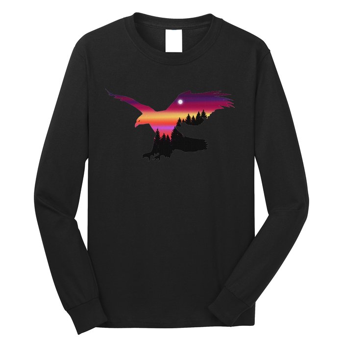 Beautiful Flying Eagle Surreal Sky Silhouette Long Sleeve Shirt