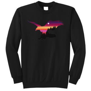 Beautiful Flying Eagle Surreal Sky Silhouette Sweatshirt