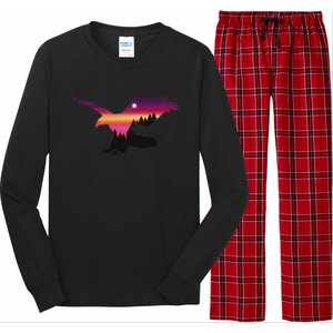 Beautiful Flying Eagle Surreal Sky Silhouette Long Sleeve Pajama Set