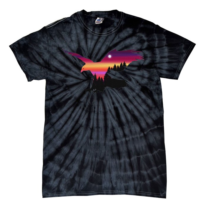 Beautiful Flying Eagle Surreal Sky Silhouette Tie-Dye T-Shirt