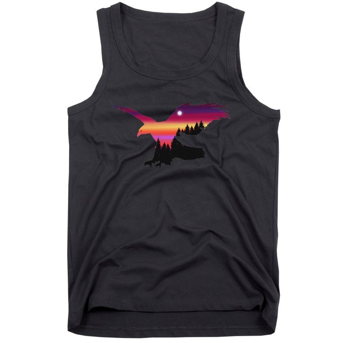 Beautiful Flying Eagle Surreal Sky Silhouette Tank Top