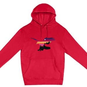 Beautiful Flying Eagle Surreal Sky Silhouette Premium Pullover Hoodie