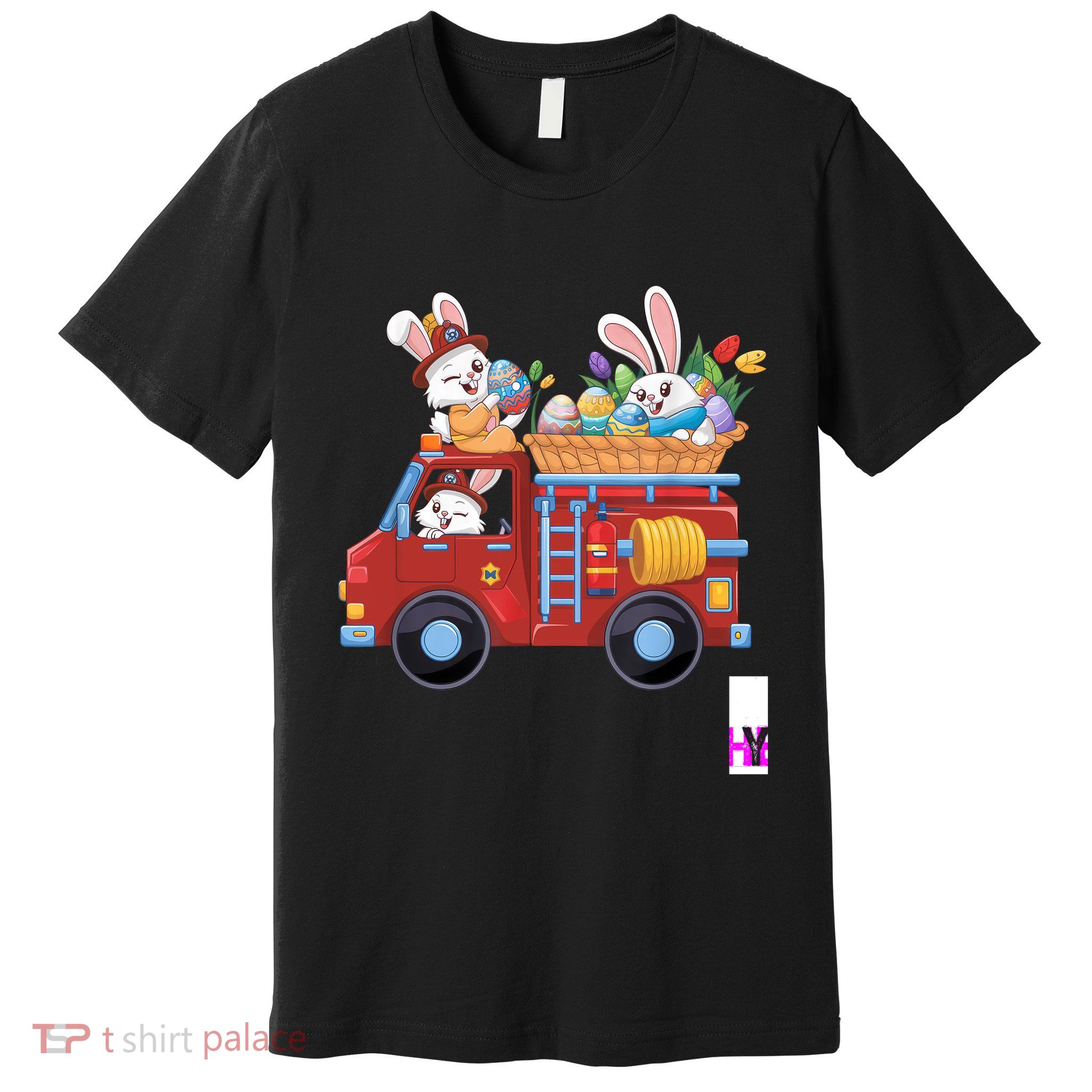Bunny Firetruck Easter Egg Hunt Firefighter  Premium T-Shirt