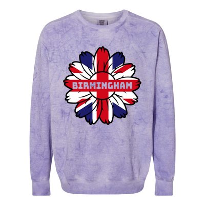 British Flag England Uk Sunflower Birmingham Union Jack Gift Colorblast Crewneck Sweatshirt