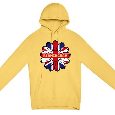 British Flag England Uk Sunflower Birmingham Union Jack Gift Premium Pullover Hoodie