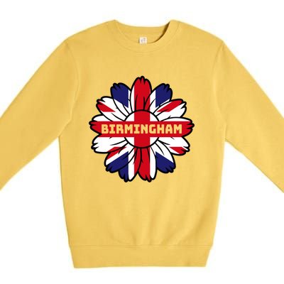 British Flag England Uk Sunflower Birmingham Union Jack Gift Premium Crewneck Sweatshirt