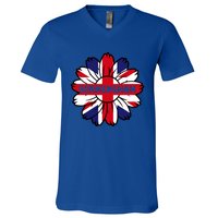 British Flag England Uk Sunflower Birmingham Union Jack Gift V-Neck T-Shirt