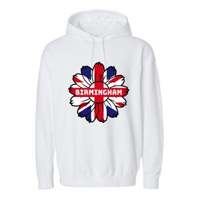 British Flag England Uk Sunflower Birmingham Union Jack Gift Garment-Dyed Fleece Hoodie