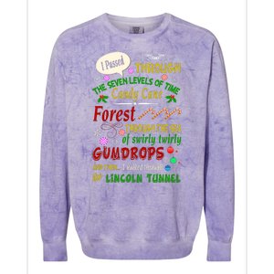 Buddy Funny Elf Christmas Candy Cane Forest, Sea Of Swirly Twirly Gum Drops, An Colorblast Crewneck Sweatshirt