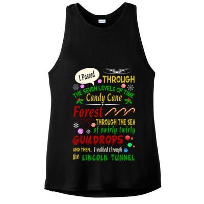Buddy Funny Elf Christmas Candy Cane Forest, Sea Of Swirly Twirly Gum Drops, An Ladies PosiCharge Tri-Blend Wicking Tank