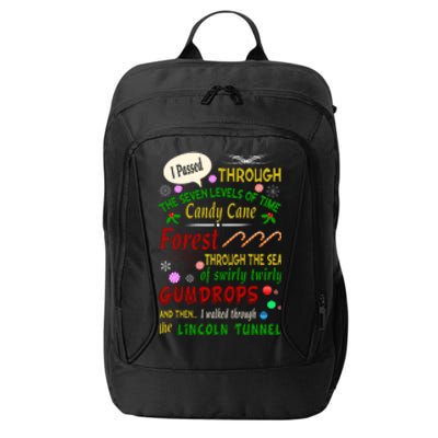 Buddy Funny Elf Christmas Candy Cane Forest, Sea Of Swirly Twirly Gum Drops, An City Backpack