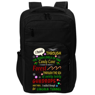 Buddy Funny Elf Christmas Candy Cane Forest, Sea Of Swirly Twirly Gum Drops, An Impact Tech Backpack