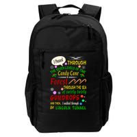 Buddy Funny Elf Christmas Candy Cane Forest, Sea Of Swirly Twirly Gum Drops, An Backpack