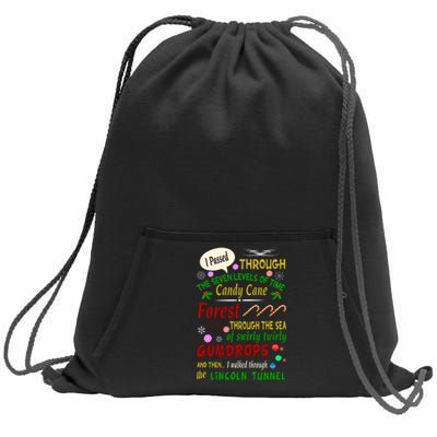 Buddy Funny Elf Christmas Candy Cane Forest, Sea Of Swirly Twirly Gum Drops, An Sweatshirt Cinch Pack Bag