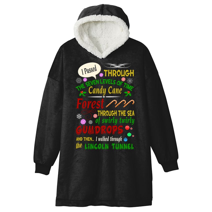 Buddy Funny Elf Christmas Candy Cane Forest, Sea Of Swirly Twirly Gum Drops, An Hooded Wearable Blanket