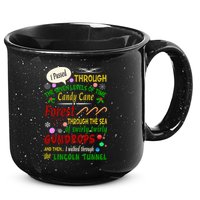 Buddy Funny Elf Christmas Candy Cane Forest, Sea Of Swirly Twirly Gum Drops, An 15oz Campfire Ceramic Mug