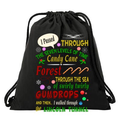 Buddy Funny Elf Christmas Candy Cane Forest, Sea Of Swirly Twirly Gum Drops, An Drawstring Bag