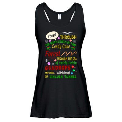 Buddy Funny Elf Christmas Candy Cane Forest, Sea Of Swirly Twirly Gum Drops, An Ladies Essential Flowy Tank