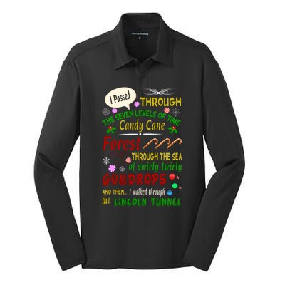 Buddy Funny Elf Christmas Candy Cane Forest, Sea Of Swirly Twirly Gum Drops, An Silk Touch Performance Long Sleeve Polo