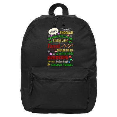 Buddy Funny Elf Christmas Candy Cane Forest, Sea Of Swirly Twirly Gum Drops, An 16 in Basic Backpack