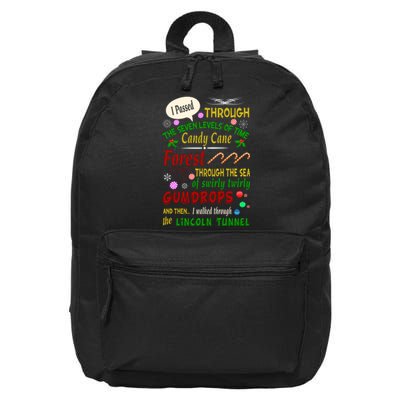 Buddy Funny Elf Christmas Candy Cane Forest, Sea Of Swirly Twirly Gum Drops, An 16 in Basic Backpack