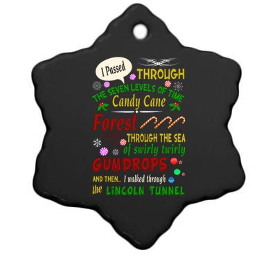 Buddy Funny Elf Christmas Candy Cane Forest, Sea Of Swirly Twirly Gum Drops, An Ceramic Star Ornament