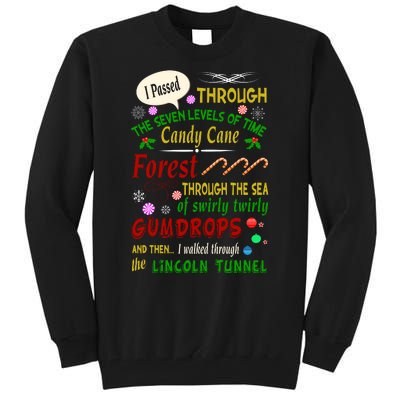 Buddy Funny Elf Christmas Candy Cane Forest, Sea Of Swirly Twirly Gum Drops, An Tall Sweatshirt