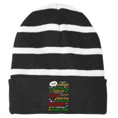 Buddy Funny Elf Christmas Candy Cane Forest, Sea Of Swirly Twirly Gum Drops, An Striped Beanie with Solid Band