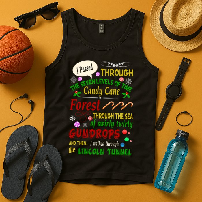 Buddy Funny Elf Christmas Candy Cane Forest, Sea Of Swirly Twirly Gum Drops, An Tank Top