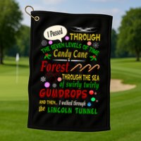 Buddy Funny Elf Christmas Candy Cane Forest, Sea Of Swirly Twirly Gum Drops, An Golf Towel