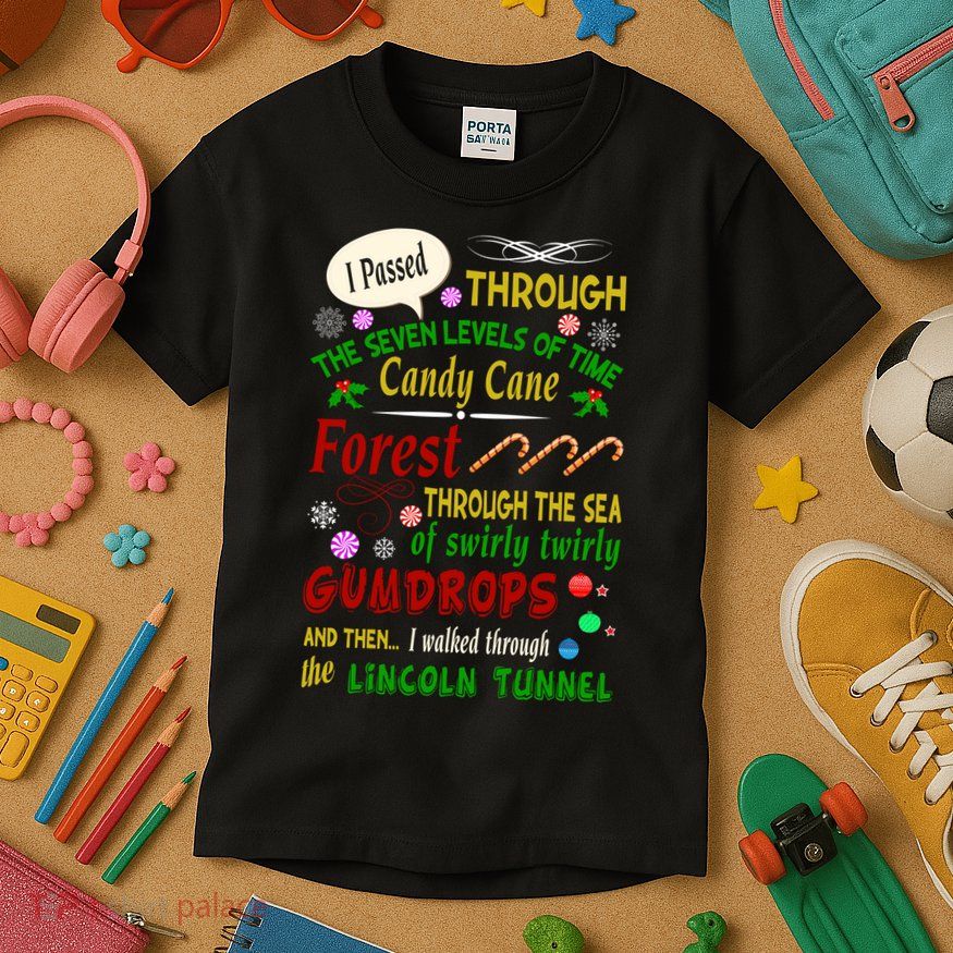 Buddy Funny Elf Christmas Candy Cane Forest, Sea Of Swirly Twirly Gum Drops, An Kids T-Shirt