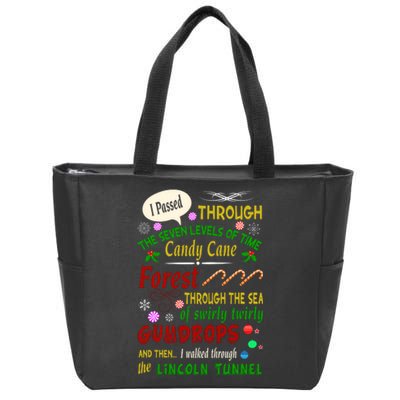 Buddy Funny Elf Christmas Candy Cane Forest, Sea Of Swirly Twirly Gum Drops, An Zip Tote Bag