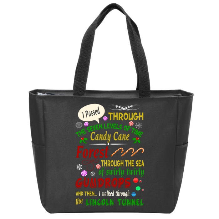 Buddy Funny Elf Christmas Candy Cane Forest, Sea Of Swirly Twirly Gum Drops, An Zip Tote Bag