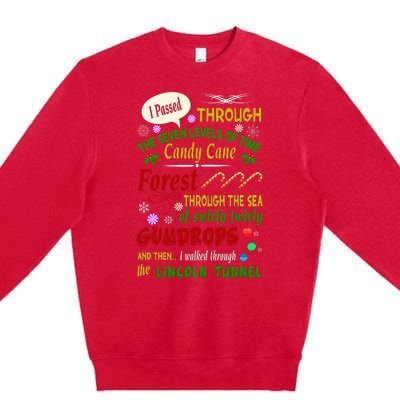 Buddy Funny Elf Christmas Candy Cane Forest, Sea Of Swirly Twirly Gum Drops, An Premium Crewneck Sweatshirt