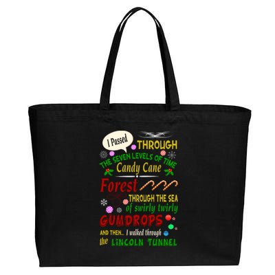 Buddy Funny Elf Christmas Candy Cane Forest, Sea Of Swirly Twirly Gum Drops, An Cotton Canvas Jumbo Tote