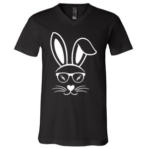 Bunny Face Easter Day Sunglasses Carrot For V-Neck T-Shirt