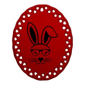 Bunny Face Easter Day Sunglasses Carrot For Ceramic Oval Ornament