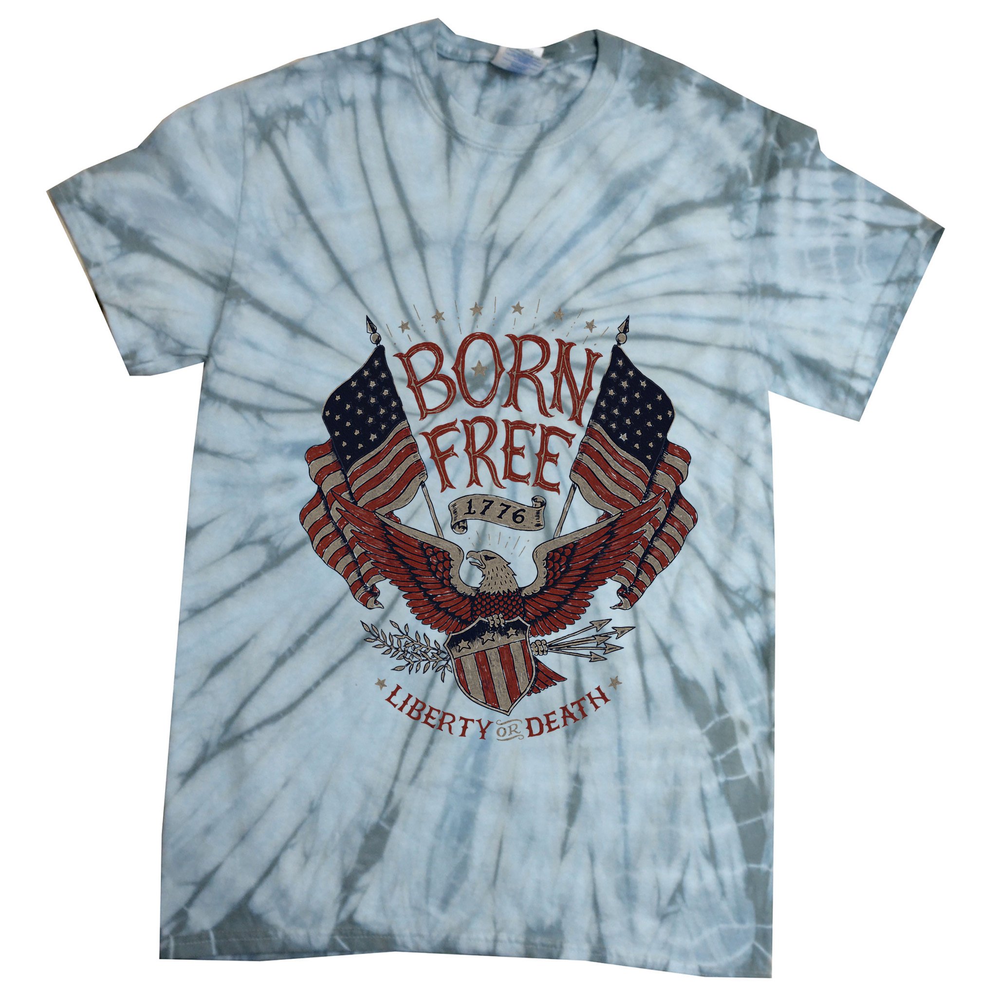 Born Free Eagle American Flag 1776 4th Of July Usa Tie-Dye T-Shirt