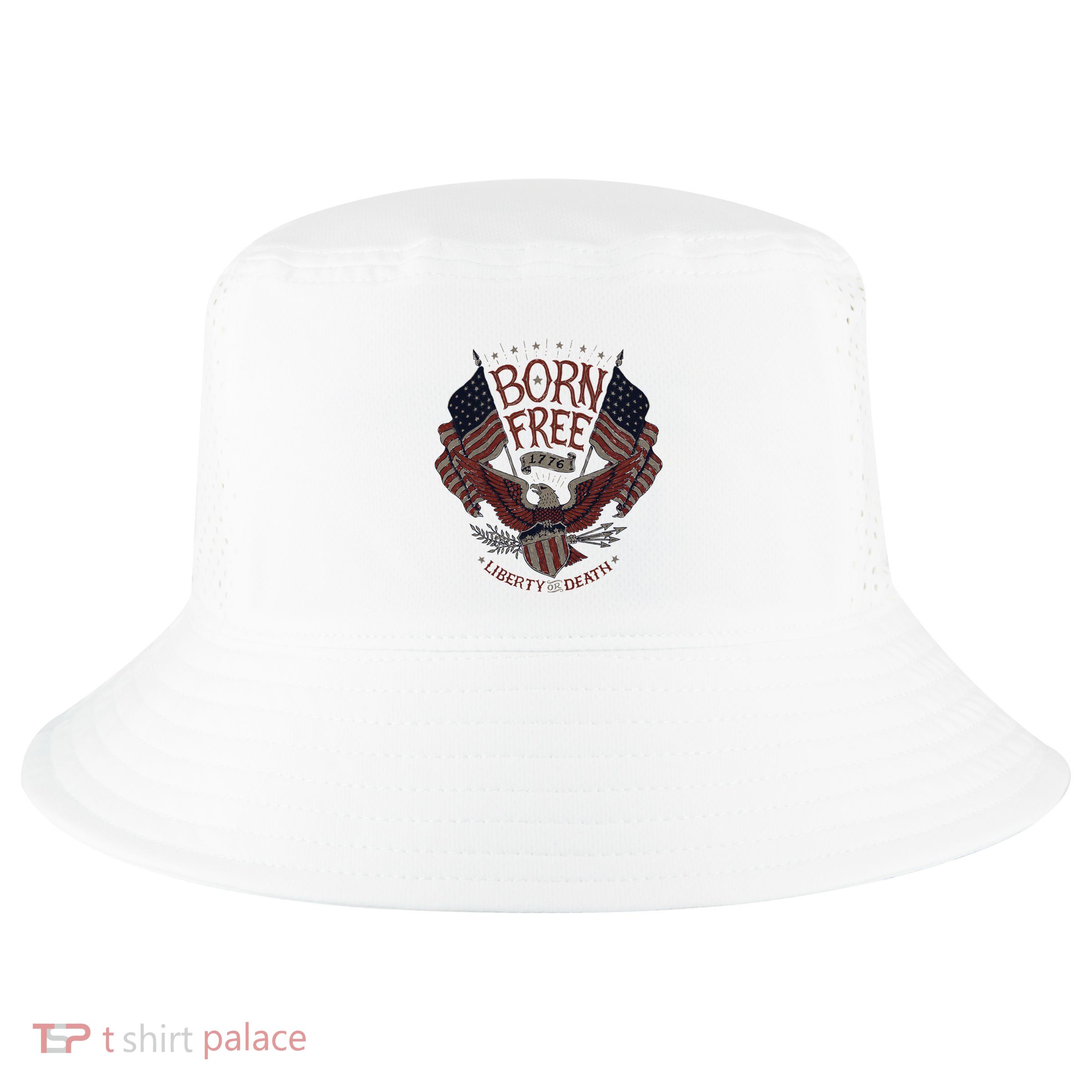 Born Free Eagle American Flag 1776 4th Of July Usa Cool Comfort Performance Bucket Hat