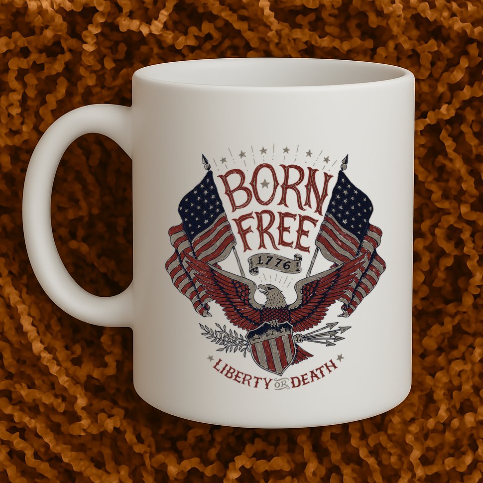 Born Free Eagle American Flag 1776 4th Of July Usa Mug