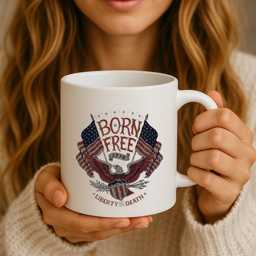 Born Free Eagle American Flag 1776 4th Of July Usa Mug