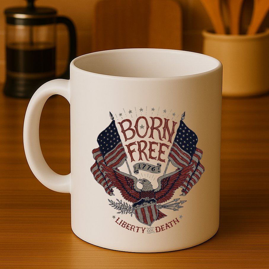 Born Free Eagle American Flag 1776 4th Of July Usa Mug