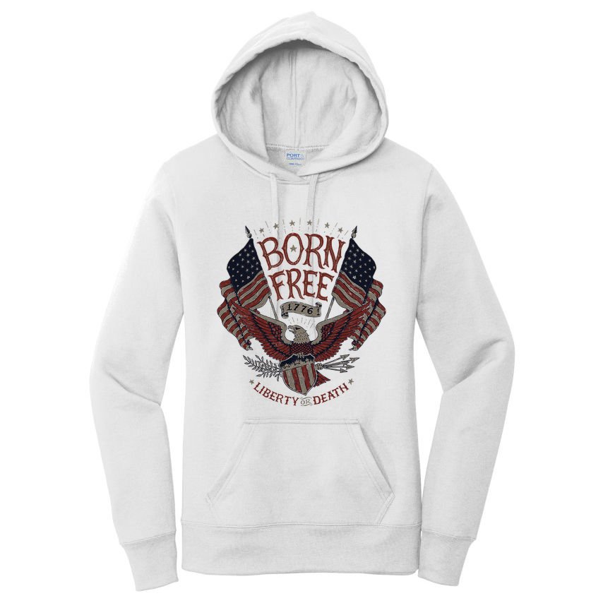 Born Free Eagle American Flag 1776 4th Of July Usa Women's Pullover Hoodie