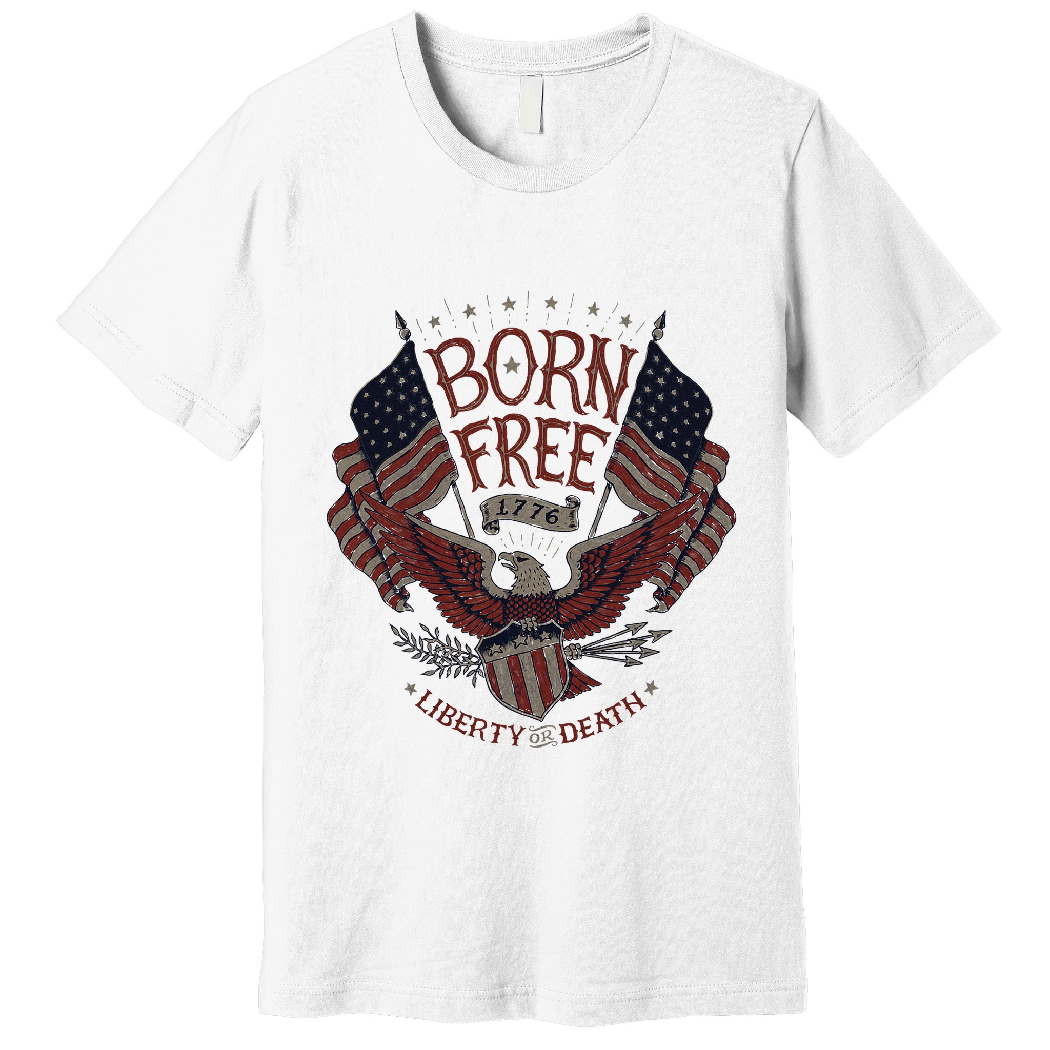 Born Free Eagle American Flag 1776 4th Of July Usa Premium T-Shirt