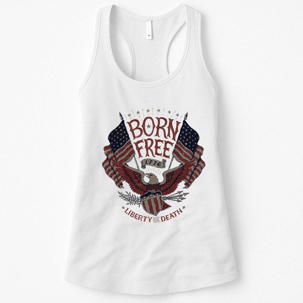 Born Free Eagle American Flag 1776 4th Of July Usa Womens Tank Top